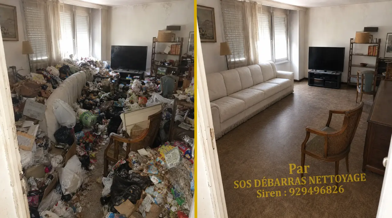 Débarras et nettoyage d’un logement en situation de syndrome de Diogène, avant / après en Île-de-France
